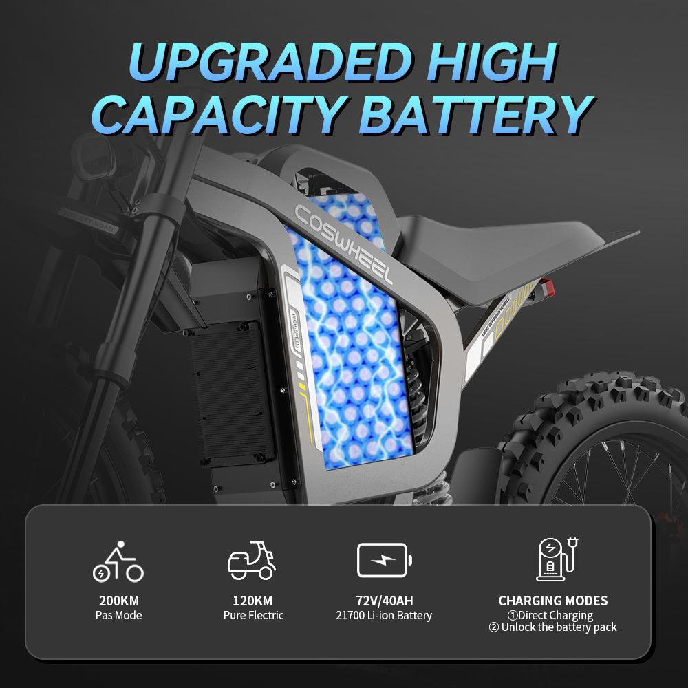 COSWHEEL R19 19" Electric Dirt Bike 3000W Motor 72V 40Ah Battery