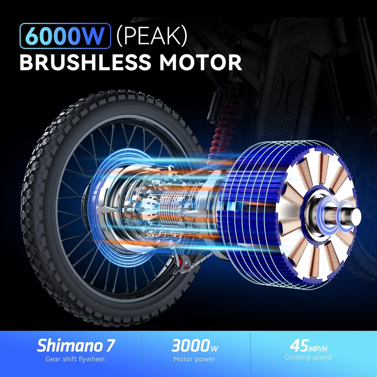 EKXBIKE X21 Max 19" Electric Dirt Bike 3000W Motor 60V 30Ah Battery