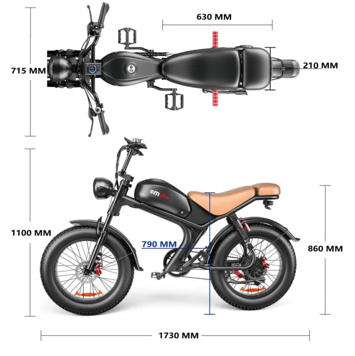 EMOKO C93 20" Electric Motorcycle 2000W Dual Motor 48V 23Ah Battery