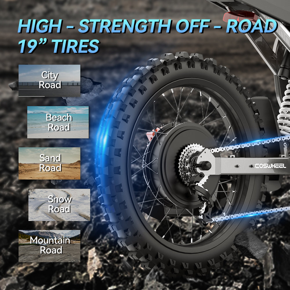 COSWHEEL R19 19" Electric Dirt Bike 3000W Motor 72V 40Ah Battery